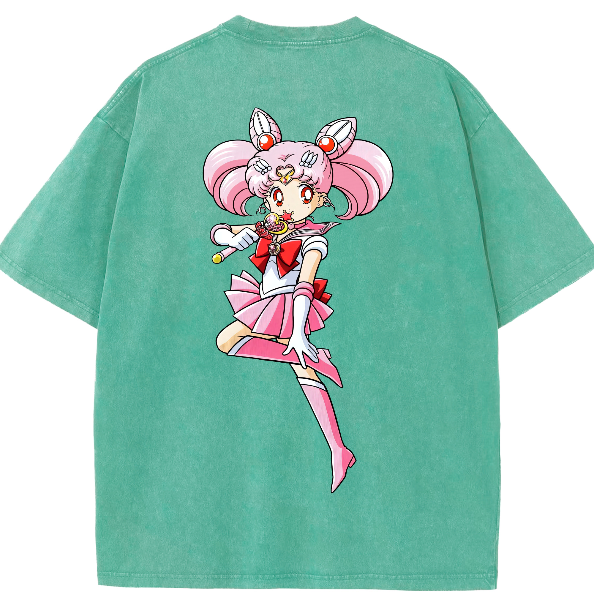 （画像用） 美少女戦士セーラームーン ちびうさ Sailor Moon Chibiusa Tsukino Usagi Small Lady Serenity 綿100% ヴィンテージ風 半袖Tシャツ（背面プリント）